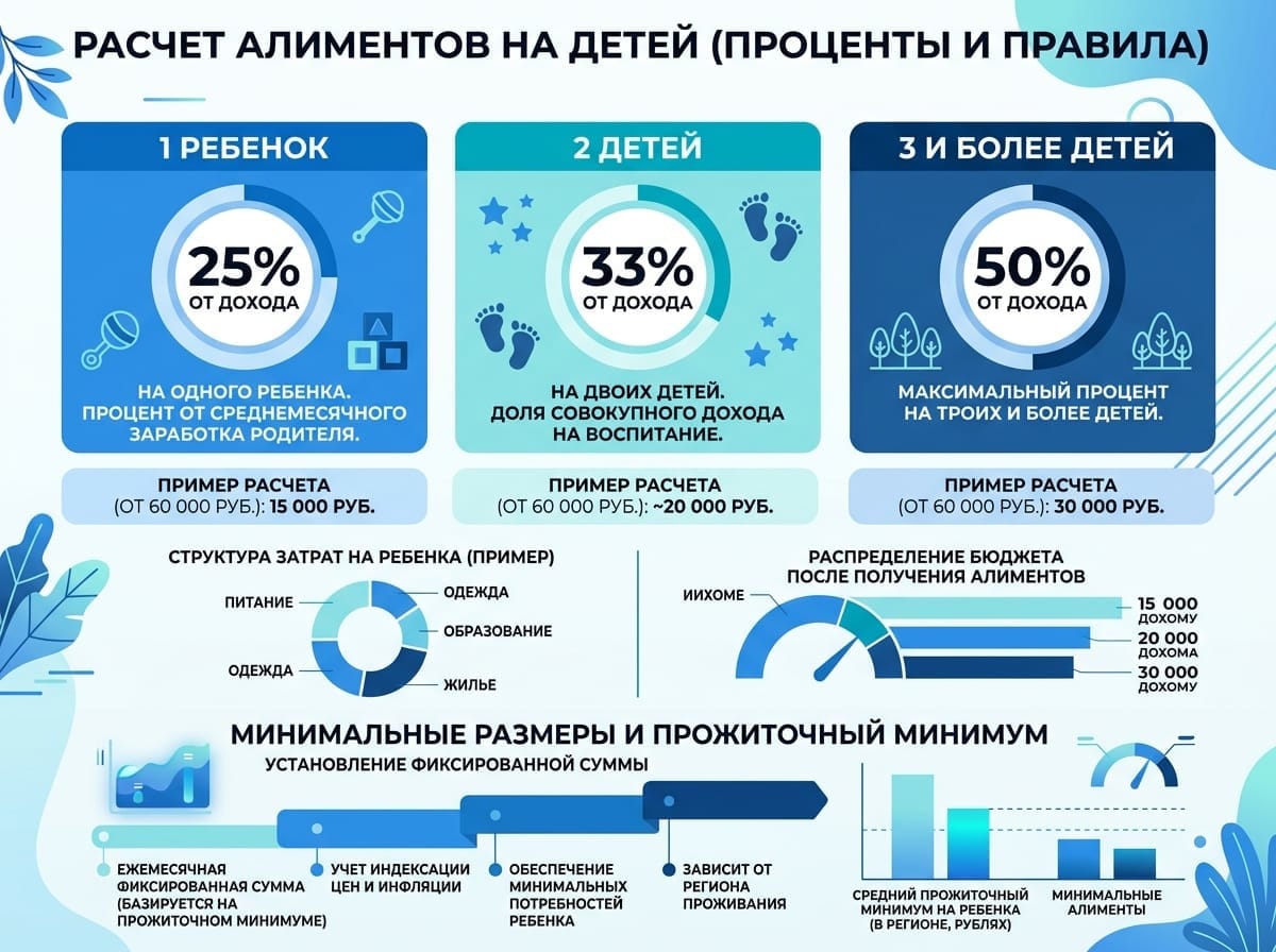 Схема расчета размера алиментов на детей