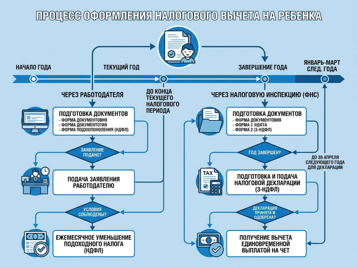 Порядок подачи документов на налоговый вычет на ребенка