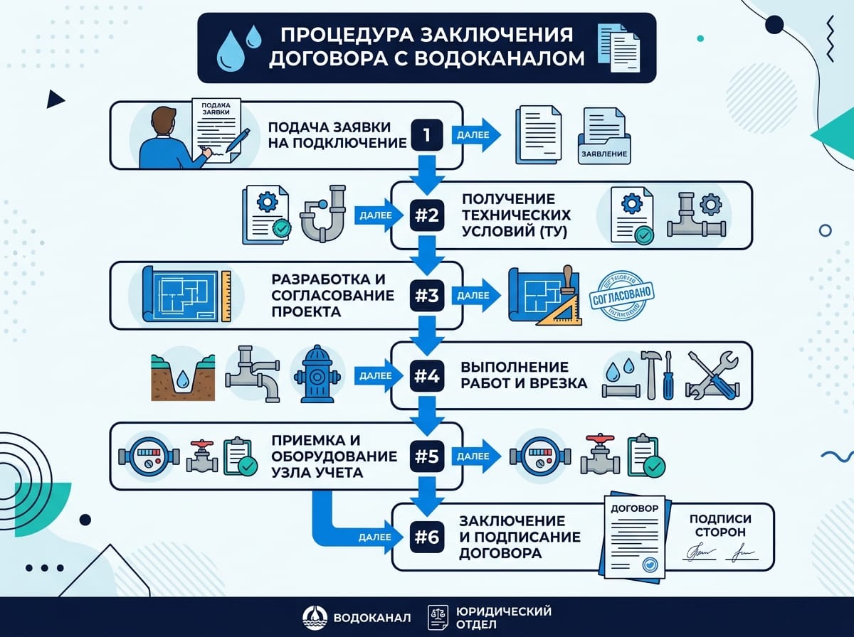 Схема процедуры заключения договора с водоканалом