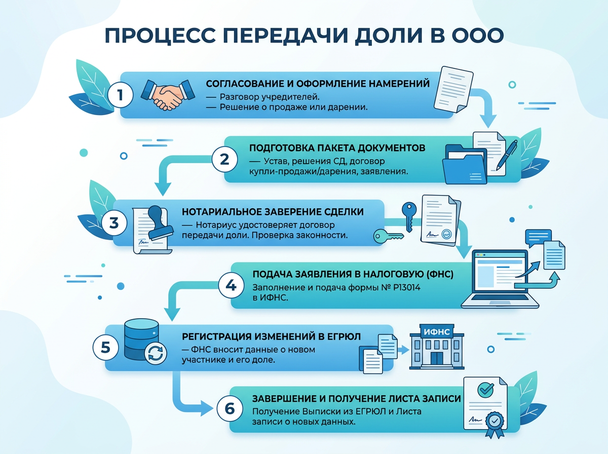 Схема процесса переоформления ООО на другого человека
