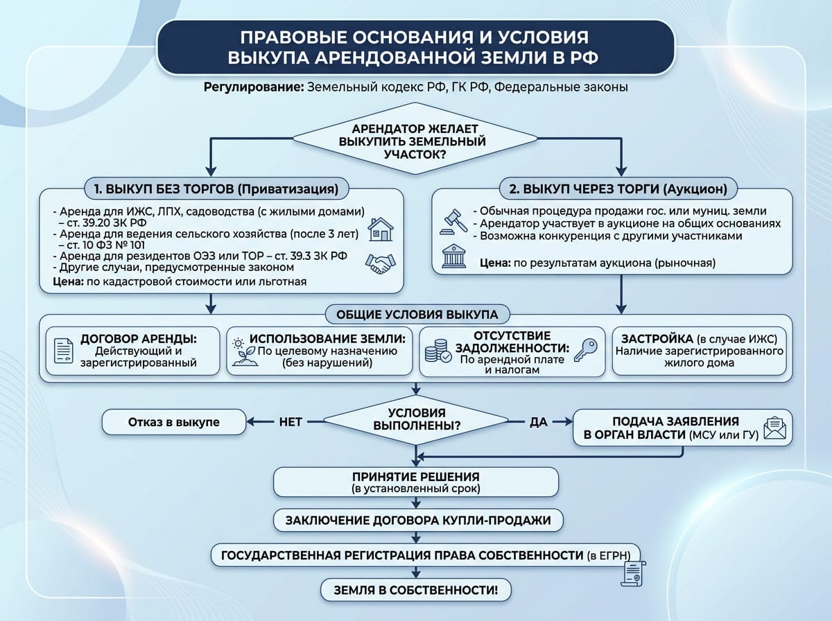 Схема правовых оснований выкупа земельного участка из аренды