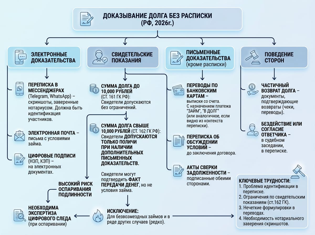 Процесс судебного доказывания по долговым спорам