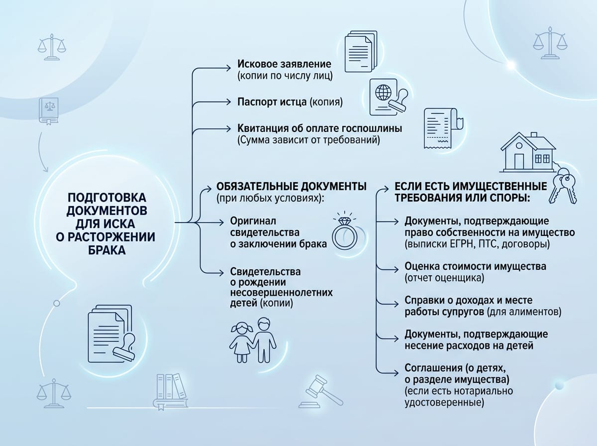Документы для подачи искового заявления о разводе