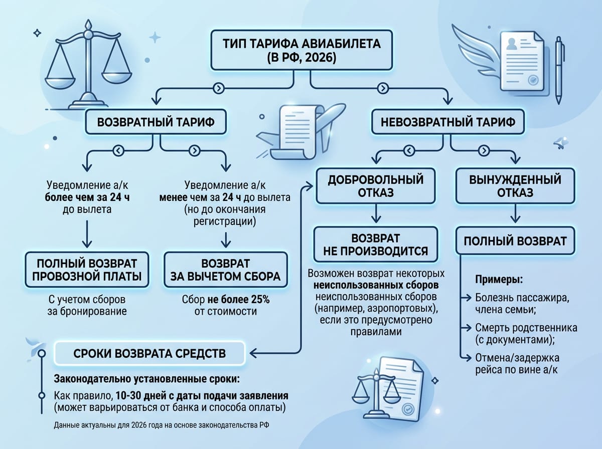 схема процесса возврата авиабилетов