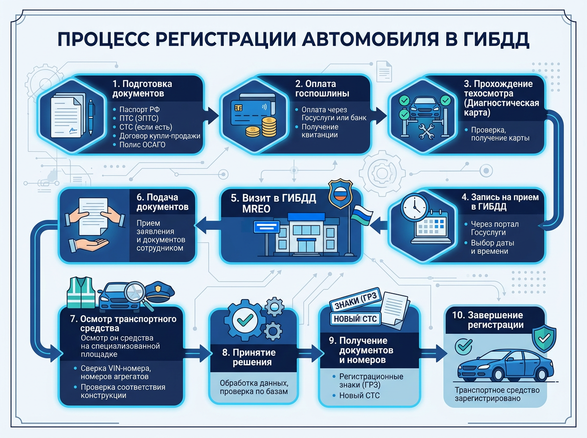 Схема переоформления автомобиля в ГИБДД