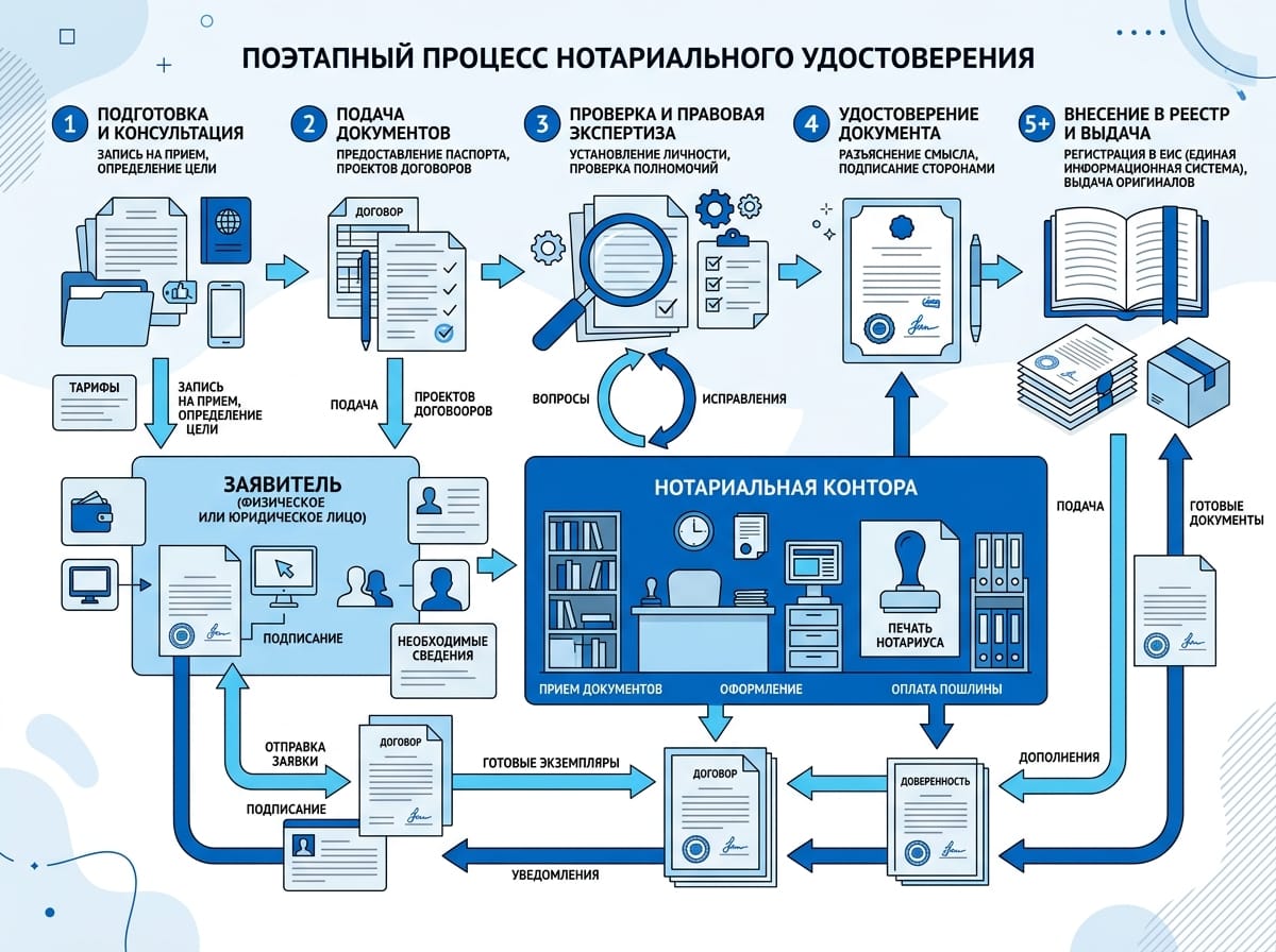 Пошаговая схема оформления наследства у нотариуса